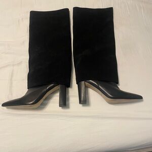Charles David Black Leather & Suede Heeled Boots (9)